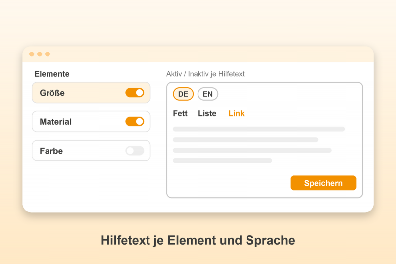 Preview: Hilfetexte an Optionen & Varianten für Gambio: Hilfetext je Element und Sprache