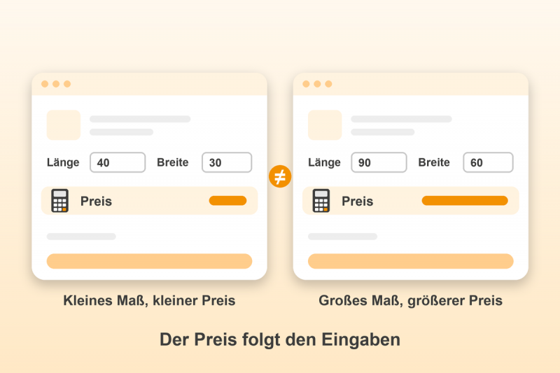 Preview: Preisberechnung per Formel für Gambio: Der Preis folgt den Eingaben
