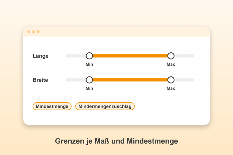 Preview: Quadratmeterpreis nach Maß für Gambio: Grenzen je Maß und Mindestmenge