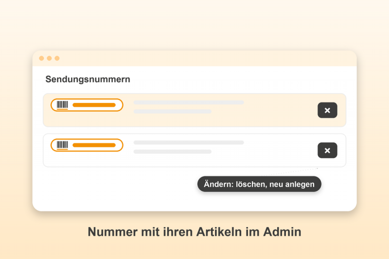 Preview: Sendungsnummern pro Artikel für Gambio: Nummer mit ihren Artikeln im Admin