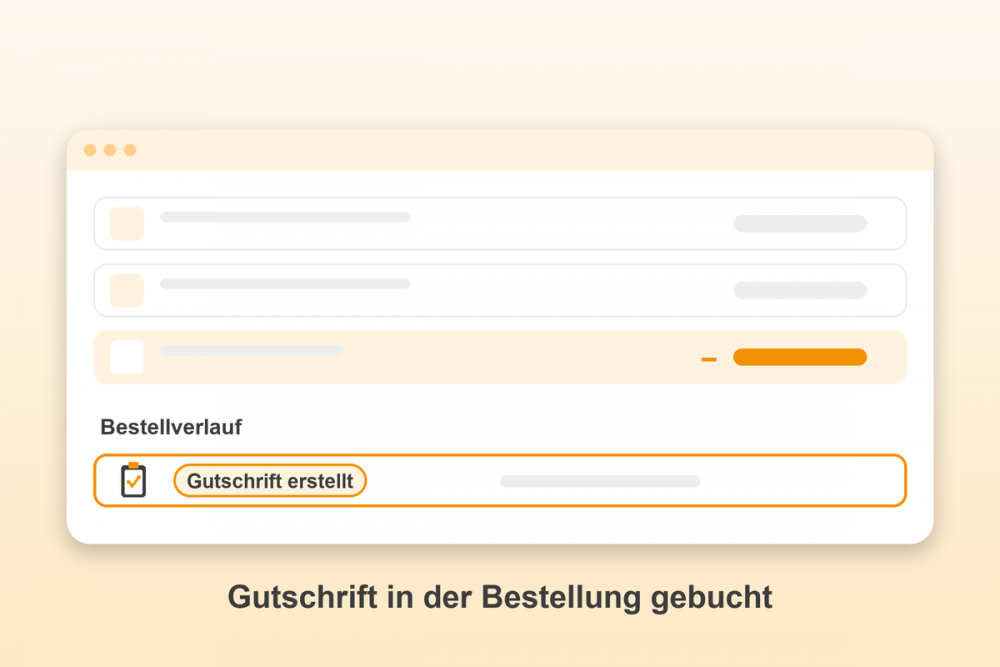 Gutschrift erstellen für Gambio: Gutschrift in der Bestellung gebucht