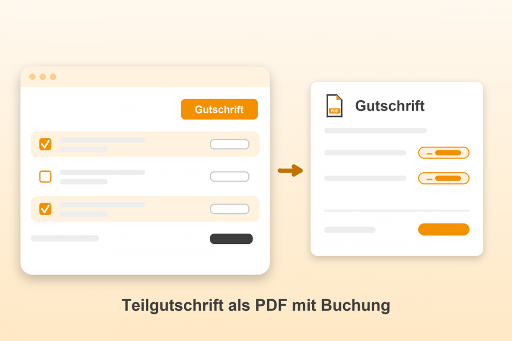 Gutschrift erstellen für Gambio: Teilgutschrift als PDF mit Buchung