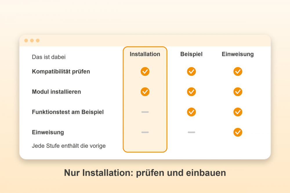 Modul installieren lassen, nur Installation für Gambio: Nur Installation: prüfen und einbauen
